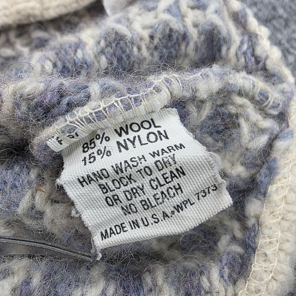 Vintage LL Bean Sweater Womens Small Blue Check Wool Button Cardigan Knit USA - Picture 13 of 13